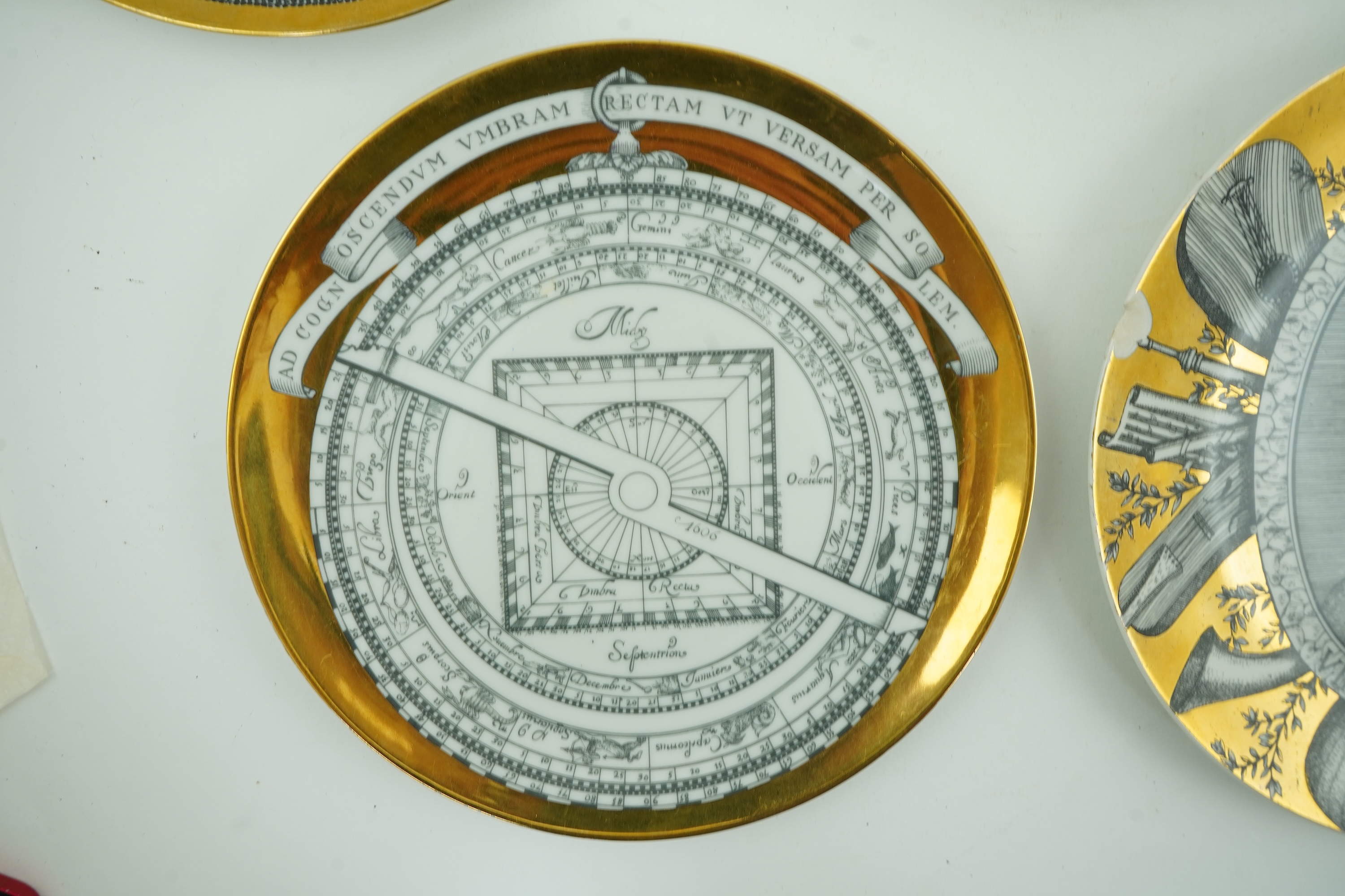 Piero Fornasetti (Italian, 1913-1988): Five various plates